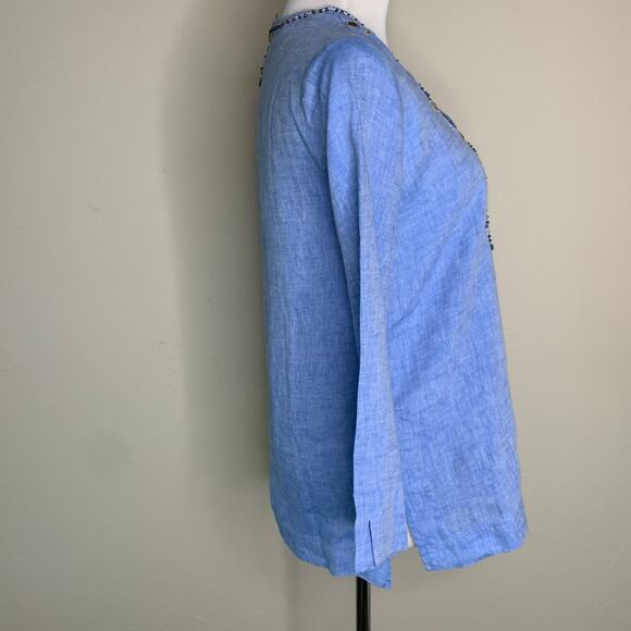 Lily Pulitzer Tunic Blue Linen Sz XS Embroidered - Picture 4 of 9